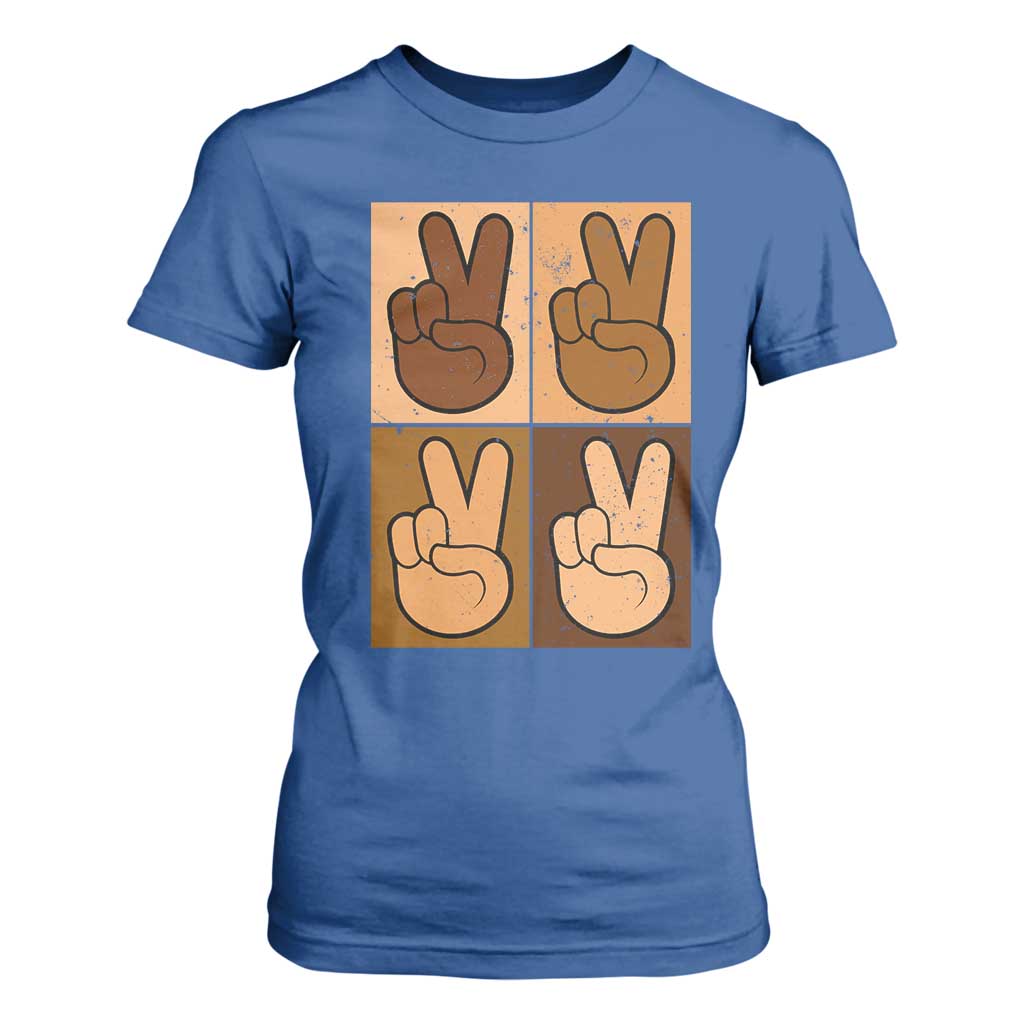 Peace Sign Equality for All T Shirt For Women Peace Out V Fingers Hand Equal Rights TS10 Royal Blue Print Your Wear