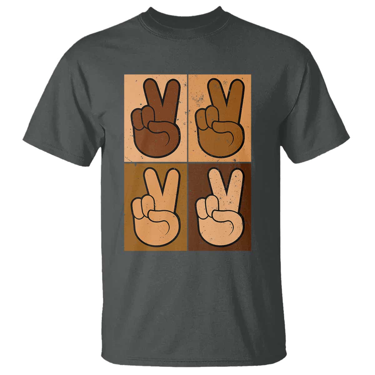 Peace Sign Equality for All T Shirt Peace Out V Fingers Hand Equal Rights TS10 Dark Heather Print Your Wear