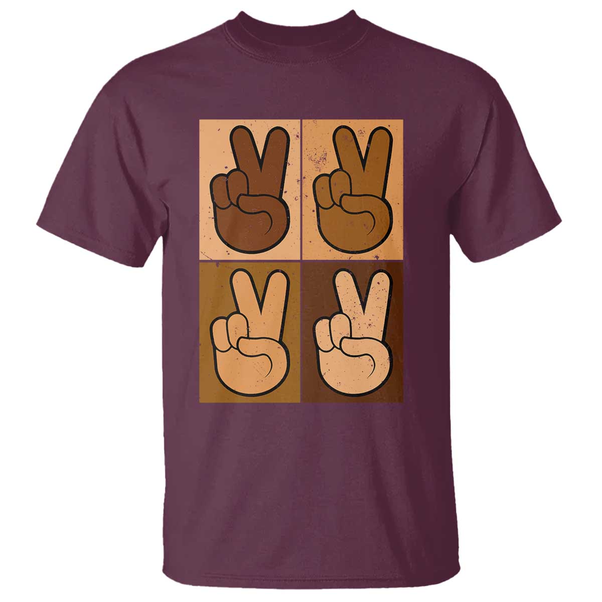 Peace Sign Equality for All T Shirt Peace Out V Fingers Hand Equal Rights TS10 Maroon Print Your Wear