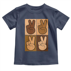 Peace Sign Equality for All Toddler T Shirt Peace Out V Fingers Hand Equal Rights TS10 Navy Print Your Wear