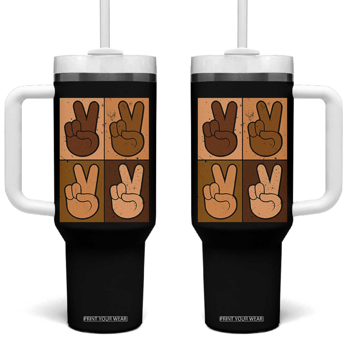 Peace Sign Equality for All Tumbler With Handle Peace Out V Fingers Hand Equal Rights TS10 One Size: 40 oz Black Print Your Wear