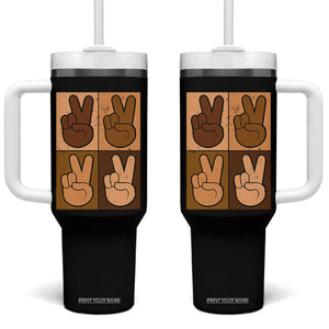 Peace Sign Equality for All Tumbler With Handle Peace Out V Fingers Hand Equal Rights TS10 One Size: 40 oz Black Print Your Wear