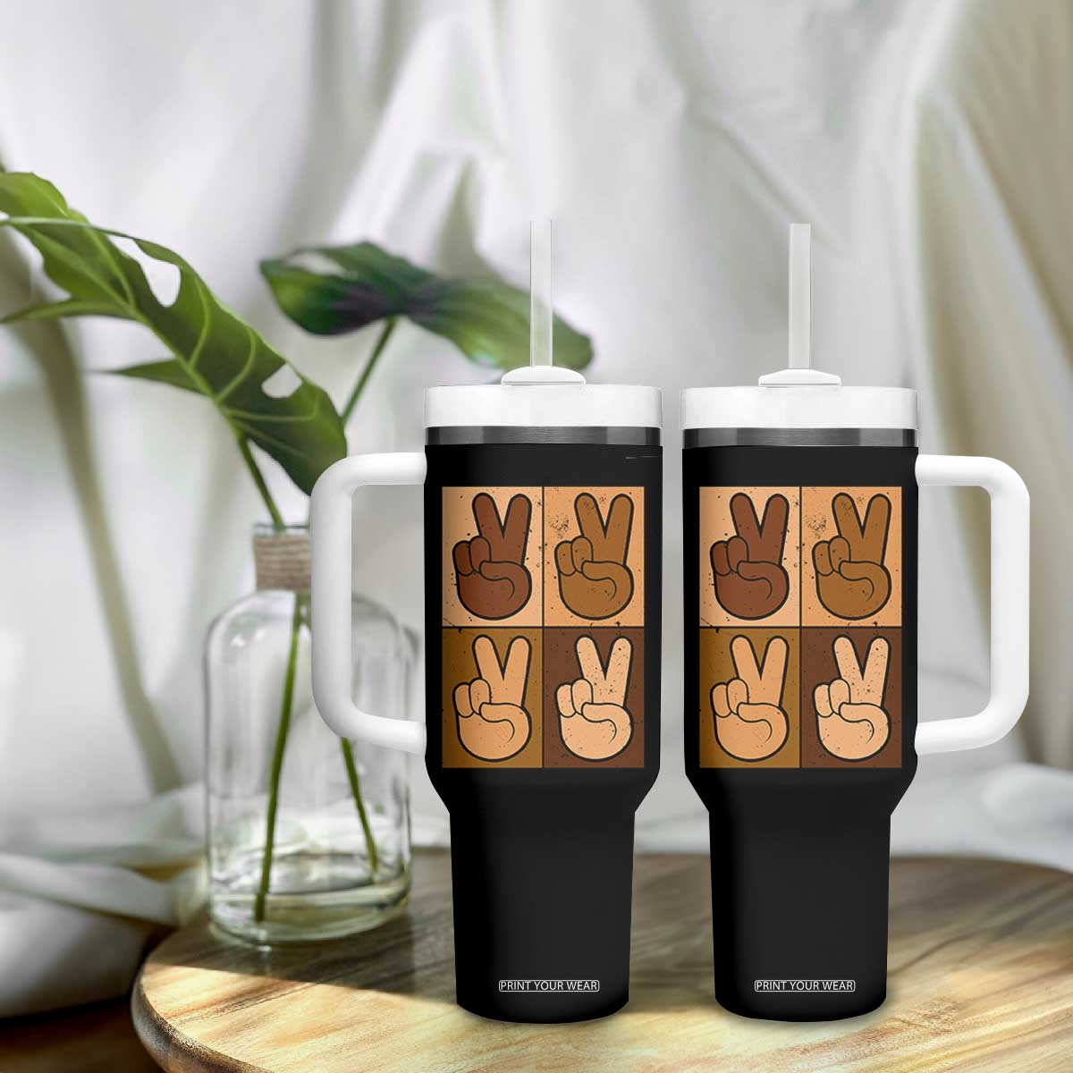 Peace Sign Equality for All Tumbler With Handle Peace Out V Fingers Hand Equal Rights TS10 Print Your Wear