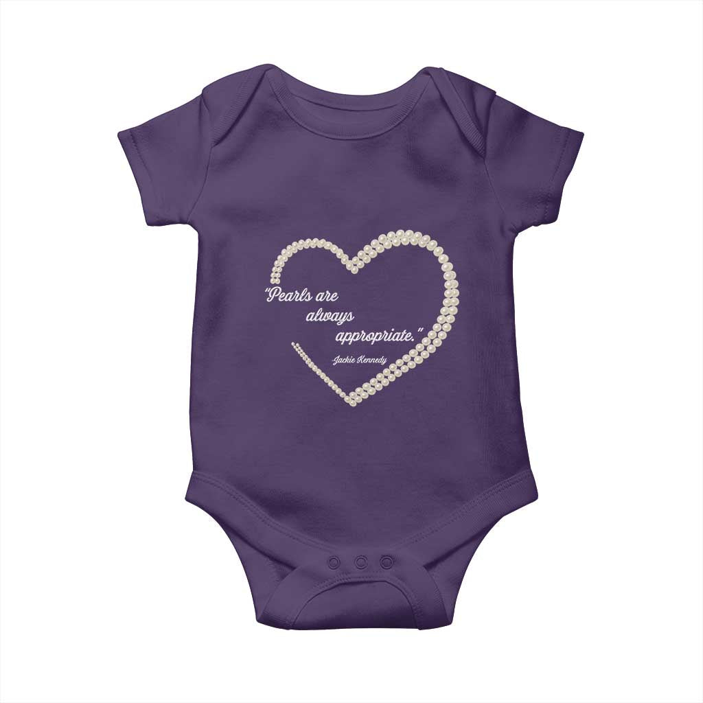 Pearls Are Always Appropriate Baby Onesie Jacqueline Kennedy Quotes TS11 Purple Print Your Wear
