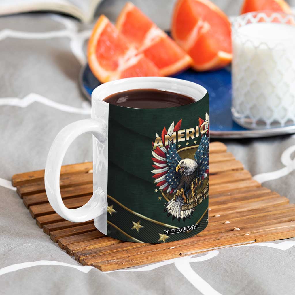 Personalized American Patriot Coffee Mug Custom Name Land Of The Free Because Of The Brave TB09 Print Your Wear