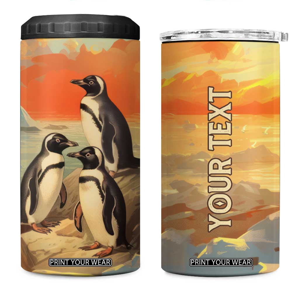 Personalized Antique Penguins 4 in 1 Can Cooler Tumbler with Vintage Style Illustration TS04 One Size: 16 oz Multicolor Print Your Wear