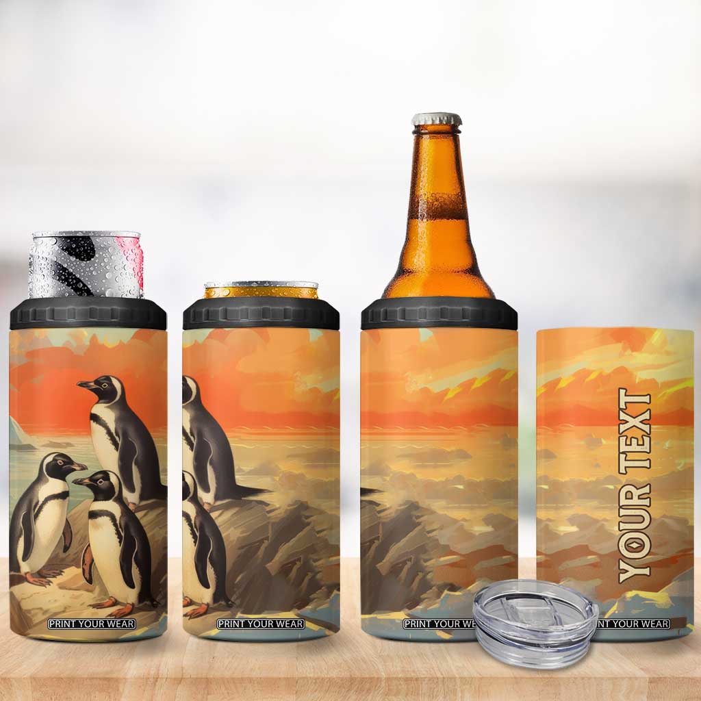 Personalized Antique Penguins 4 in 1 Can Cooler Tumbler with Vintage Style Illustration TS04 Print Your Wear