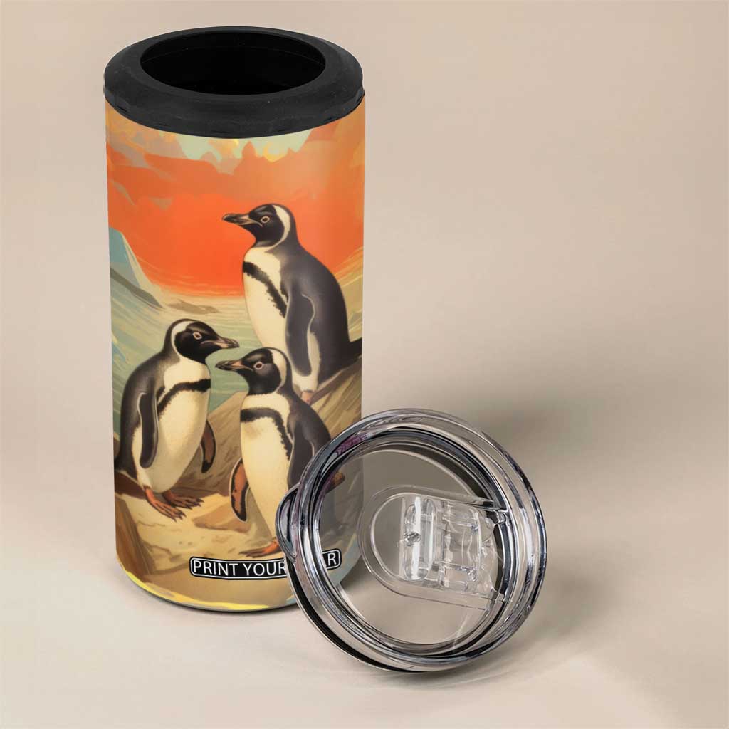 Personalized Antique Penguins 4 in 1 Can Cooler Tumbler with Vintage Style Illustration TS04 Print Your Wear