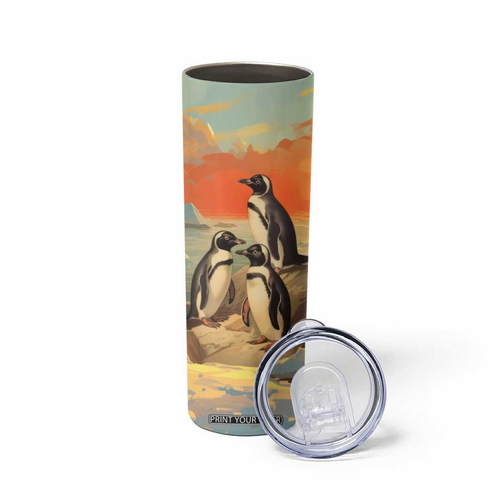 Personalized Antique Penguins Skinny Tumbler with Vintage Style Illustration TS04 Print Your Wear