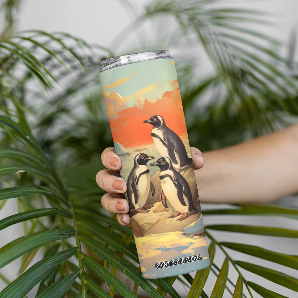 Personalized Antique Penguins Skinny Tumbler with Vintage Style Illustration TS04 Print Your Wear