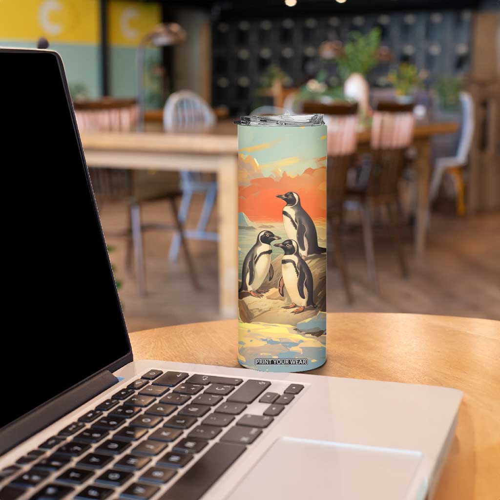 Personalized Antique Penguins Skinny Tumbler with Vintage Style Illustration TS04 Print Your Wear