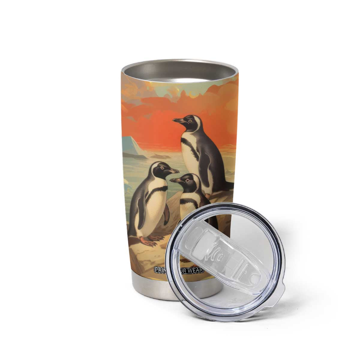 Personalized Antique Penguins Tumbler Cup with Vintage Style Illustration TS04 Print Your Wear