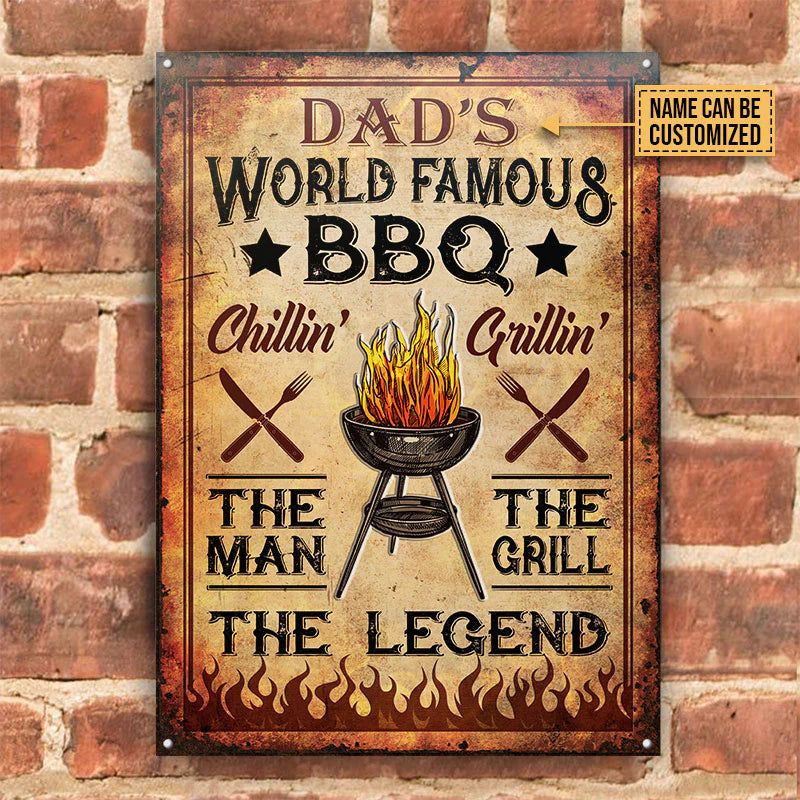 Personalized Metal Sign BBQ World Famous Vintage CTM00 One Size 24x18 inch (60.96x45.72 cm) Custom - Printyourwear