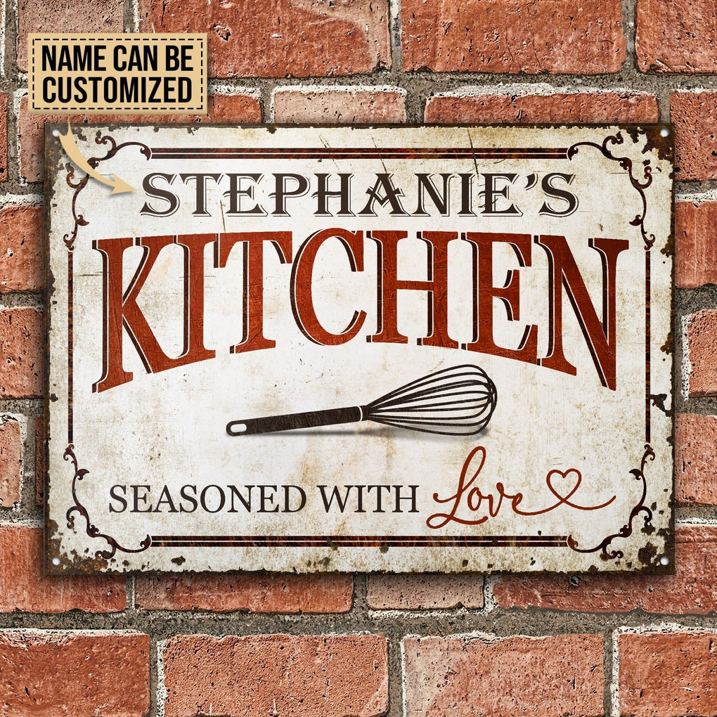 Personalized Metal Sign Baking Seasoned With Love CTM One Size 24x18 inch (60.96x45.72 cm) Custom - Printyourwear