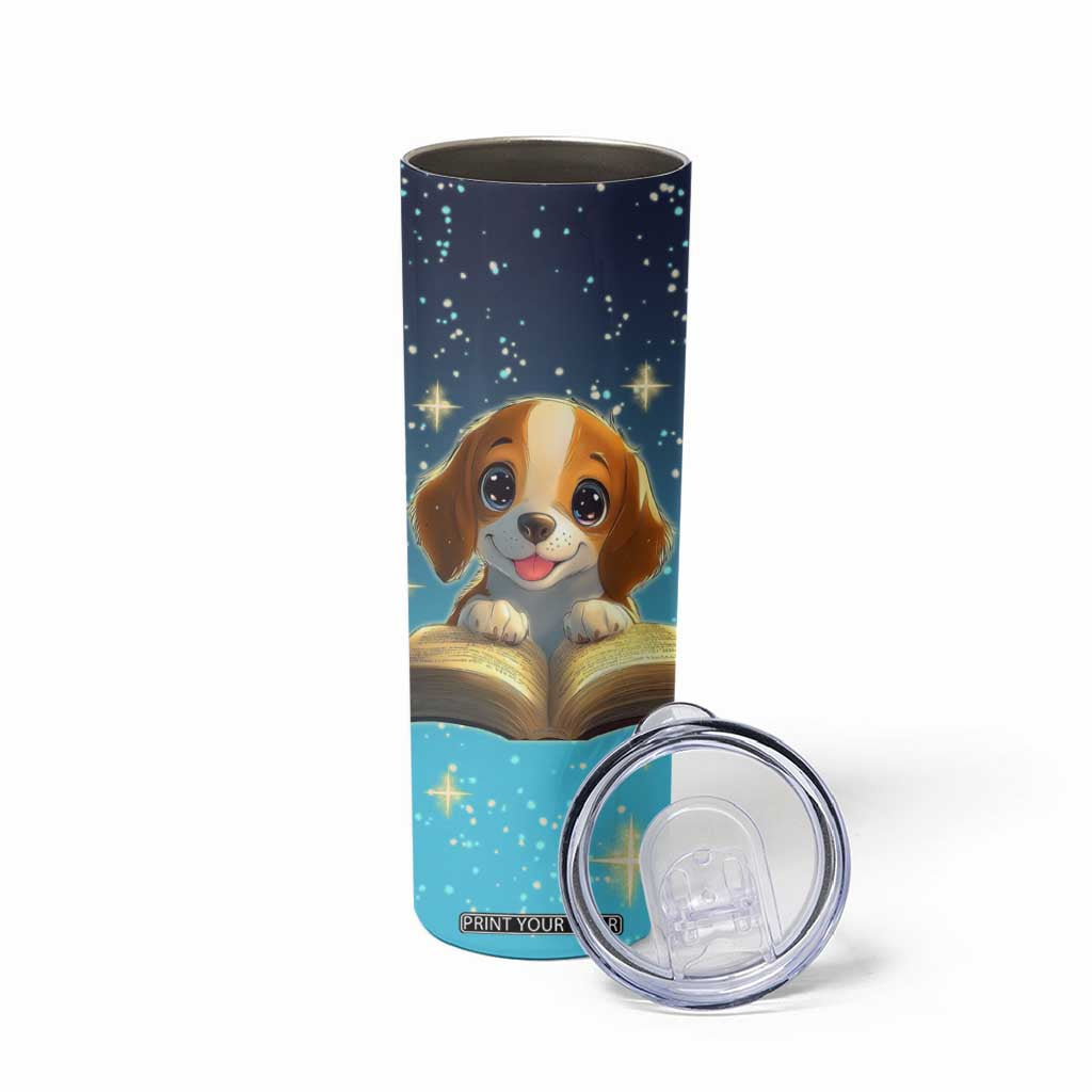 Personalized Beagle Reading Books Skinny Tumbler Cute Pet Illustration TS04 Print Your Wear
