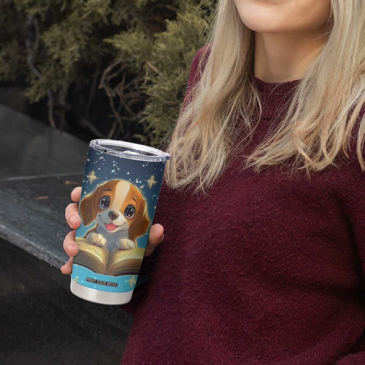 Personalized Beagle Reading Books Tumbler Cup Cute Pet Illustration TS04 Print Your Wear