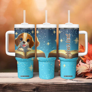 Personalized Beagle Reading Books Tumbler With Handle Cute Pet Illustration TS04 Print Your Wear