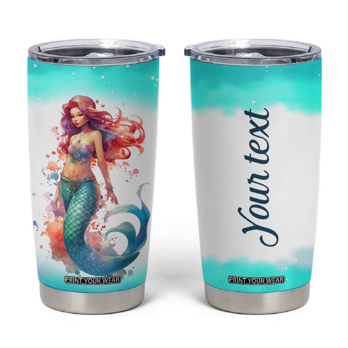 Personalized Beautiful Mermaid Tumbler Cup with Elegant Underwater Theme TS04 Multicolor Print Your Wear