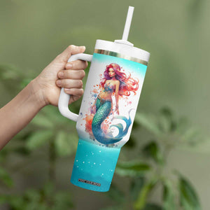 Personalized Beautiful Mermaid Tumbler With Handle with Elegant Underwater Theme TS04 Print Your Wear