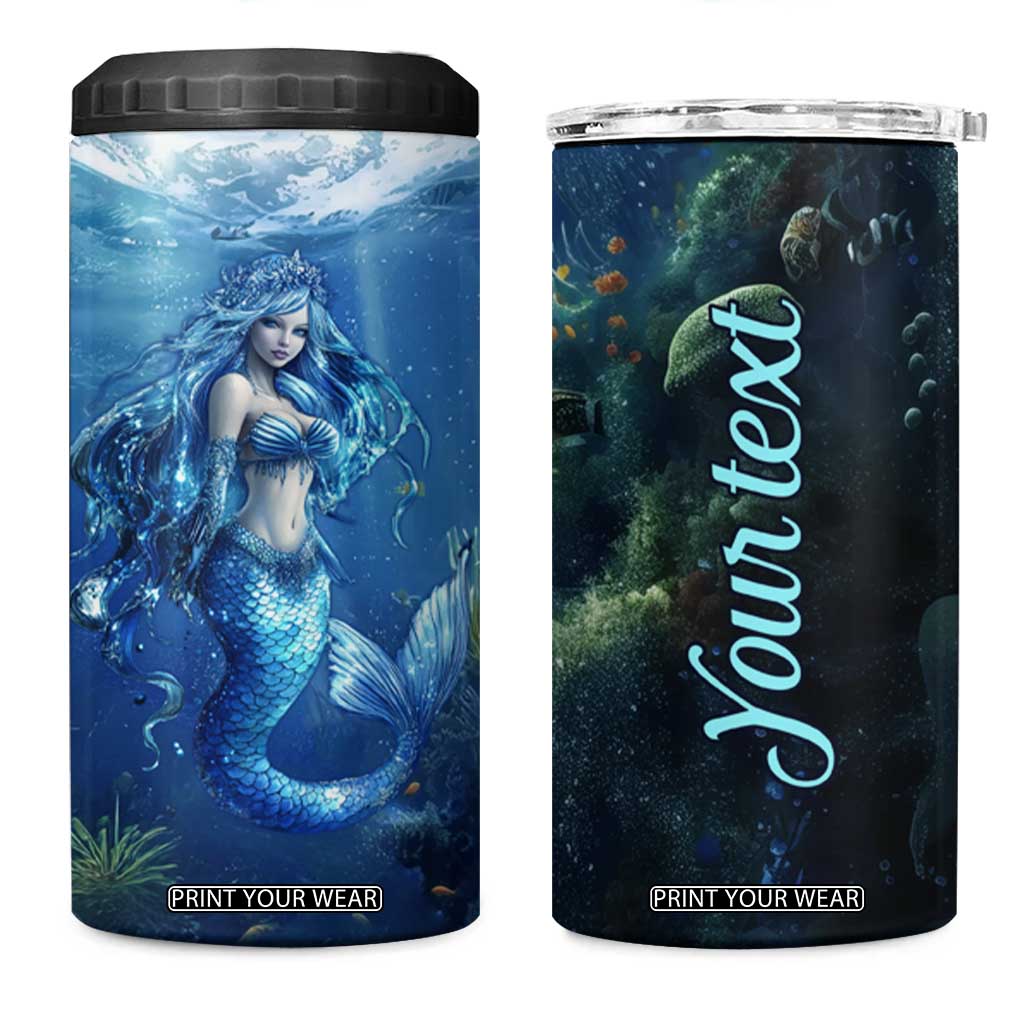 Personalized Blue Mermaid 4 in 1 Can Cooler Tumbler with Oceanic Fantasy Design TS04 One Size: 16 oz Multicolor Print Your Wear