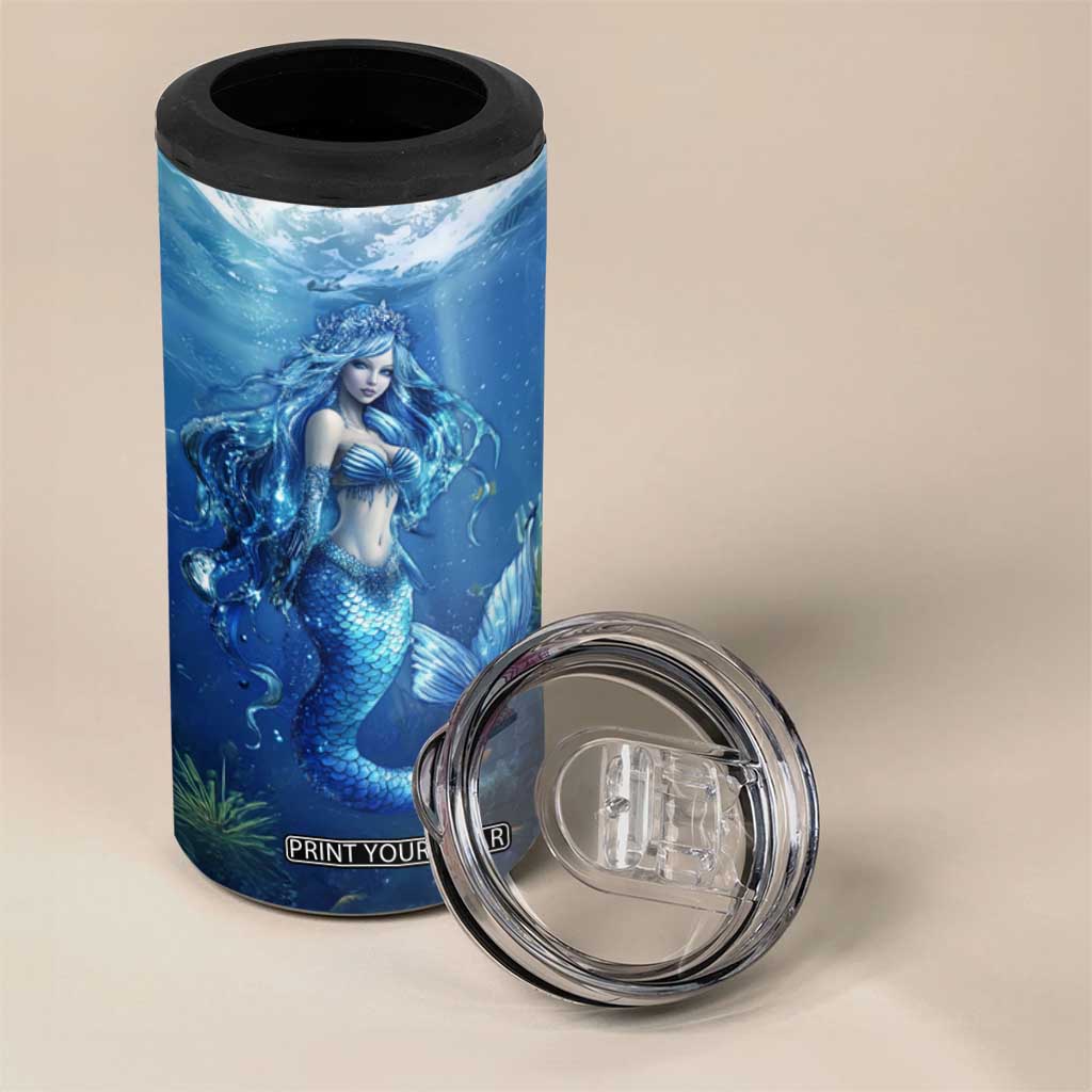 Personalized Blue Mermaid 4 in 1 Can Cooler Tumbler with Oceanic Fantasy Design TS04 Print Your Wear