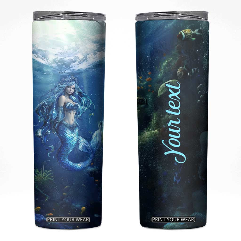 Personalized Blue Mermaid Skinny Tumbler with Oceanic Fantasy Design TS04 Multicolor Print Your Wear