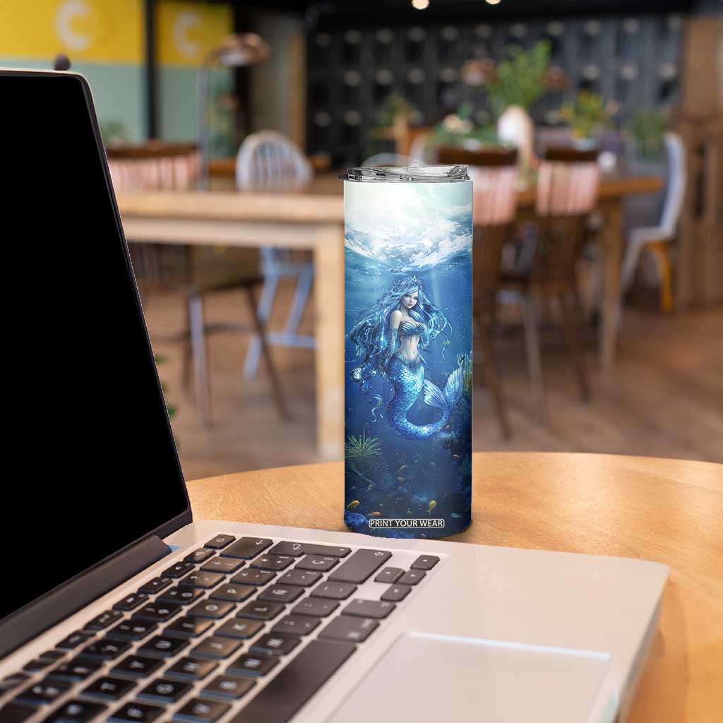 Personalized Blue Mermaid Skinny Tumbler with Oceanic Fantasy Design TS04 Print Your Wear
