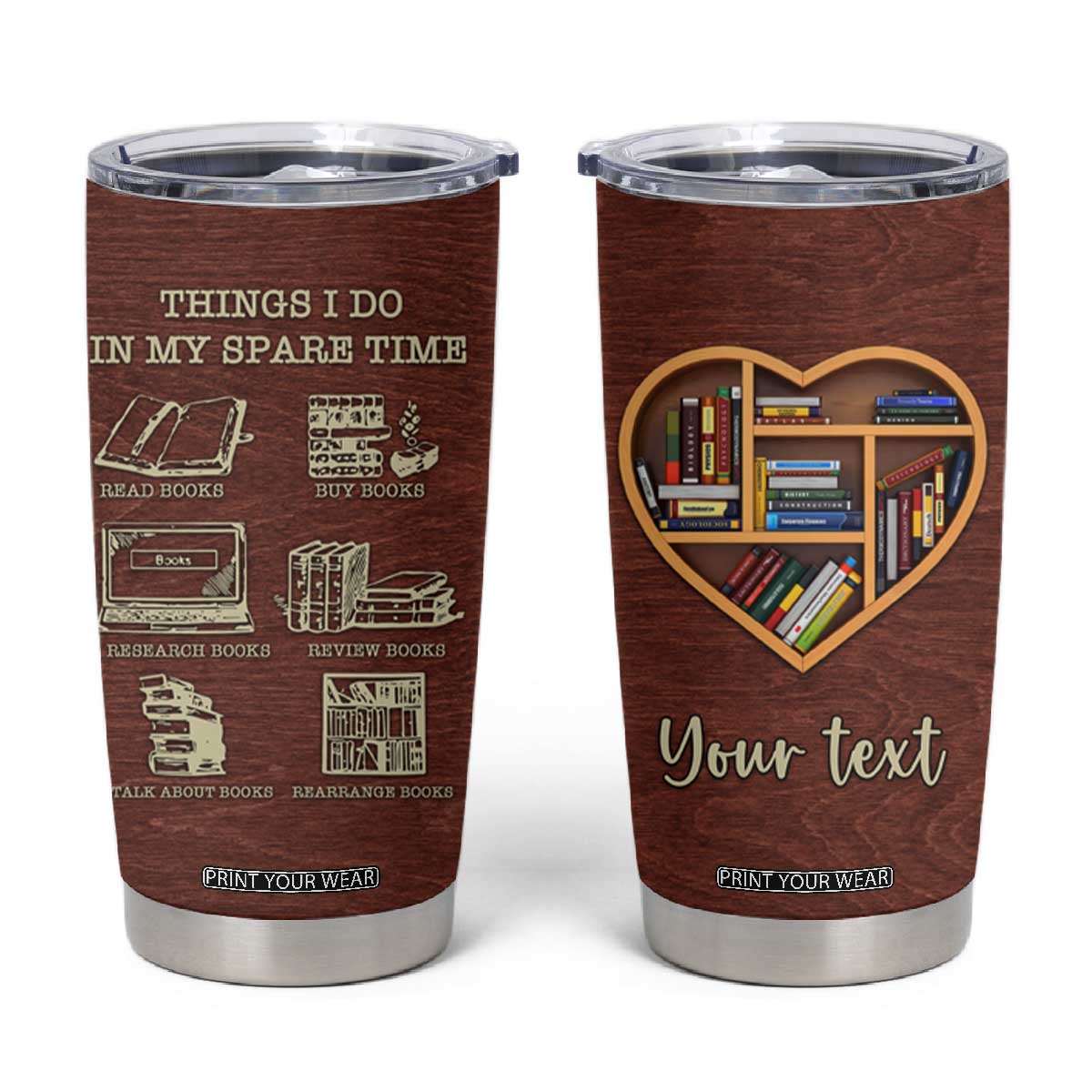 Personalized Book Lover Tumbler Cup with Things I Do In My Spare Time Theme TS04 Multicolor Print Your Wear