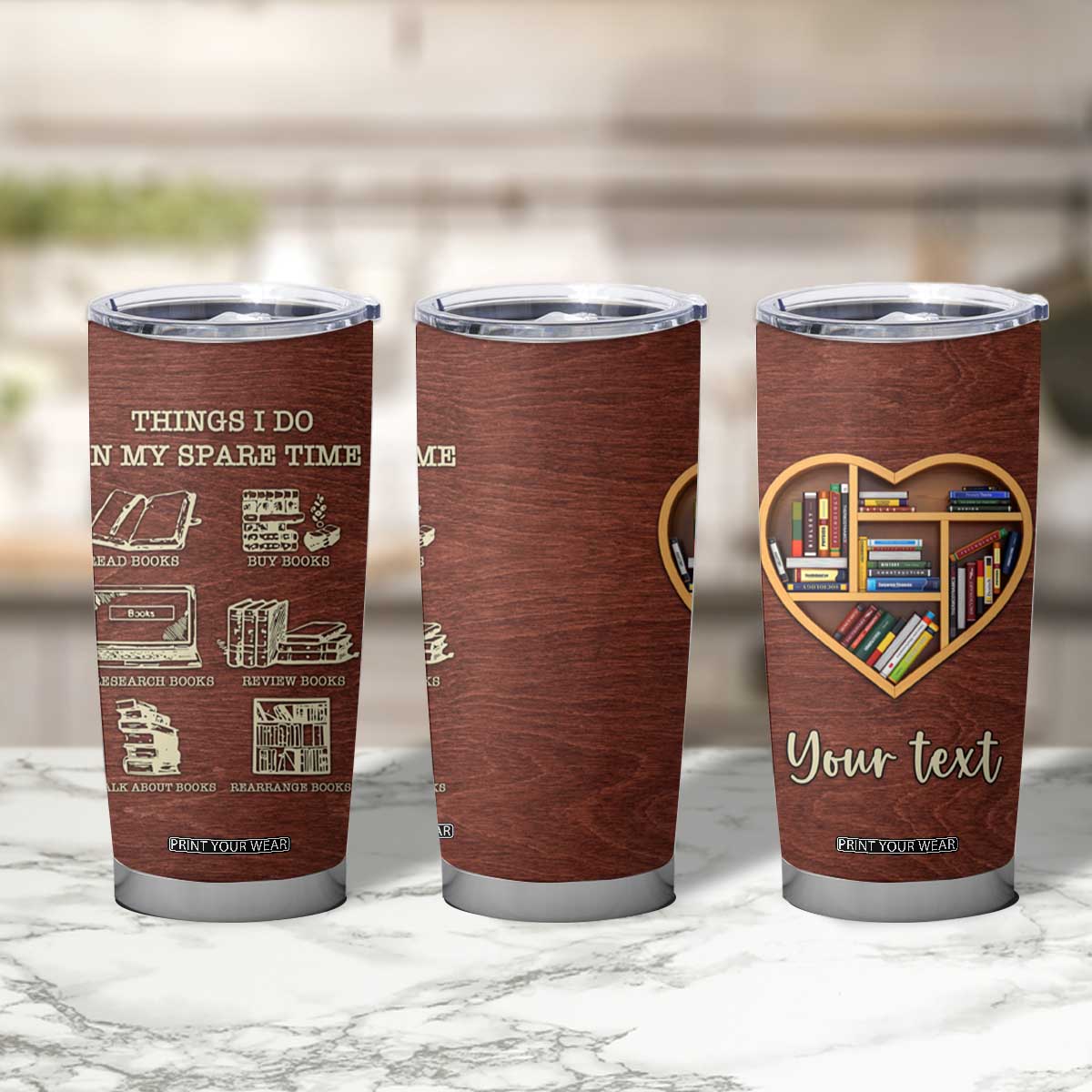 Personalized Book Lover Tumbler Cup with Things I Do In My Spare Time Theme TS04 Print Your Wear