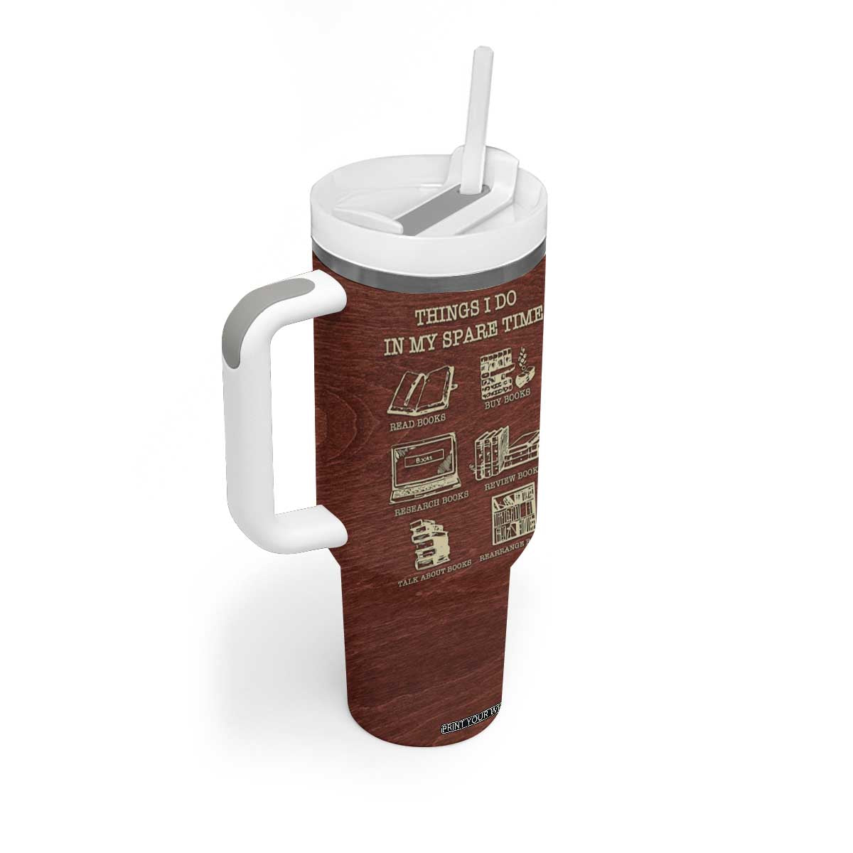 Personalized Book Lover Tumbler With Handle with Things I Do In My Spare Time Theme TS04 Print Your Wear