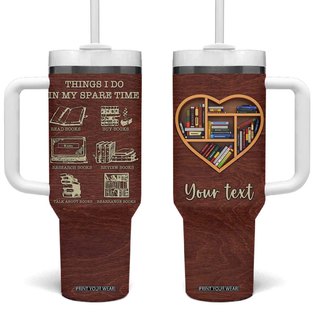 Personalized Book Lover Tumbler With Handle with Things I Do In My Spare Time Theme TS04 One Size: 40 oz Multicolor Print Your Wear