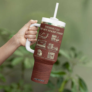 Personalized Book Lover Tumbler With Handle with Things I Do In My Spare Time Theme TS04 Print Your Wear