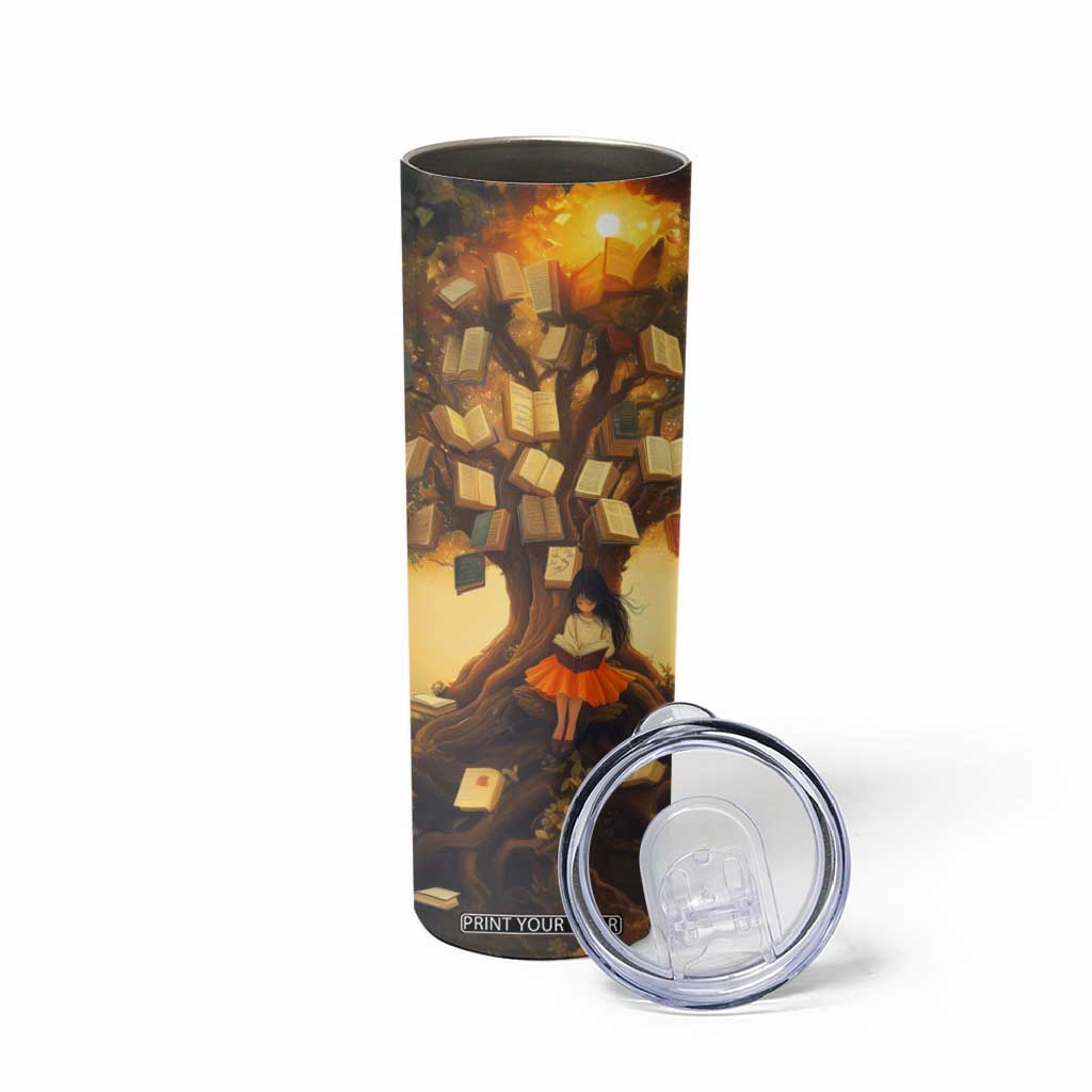 Personalized Book Skinny Tumbler Quote A Book A Day Keeps Reality Away Design TS04 Print Your Wear