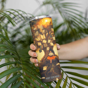 Personalized Book Skinny Tumbler Quote A Book A Day Keeps Reality Away Design TS04 Print Your Wear