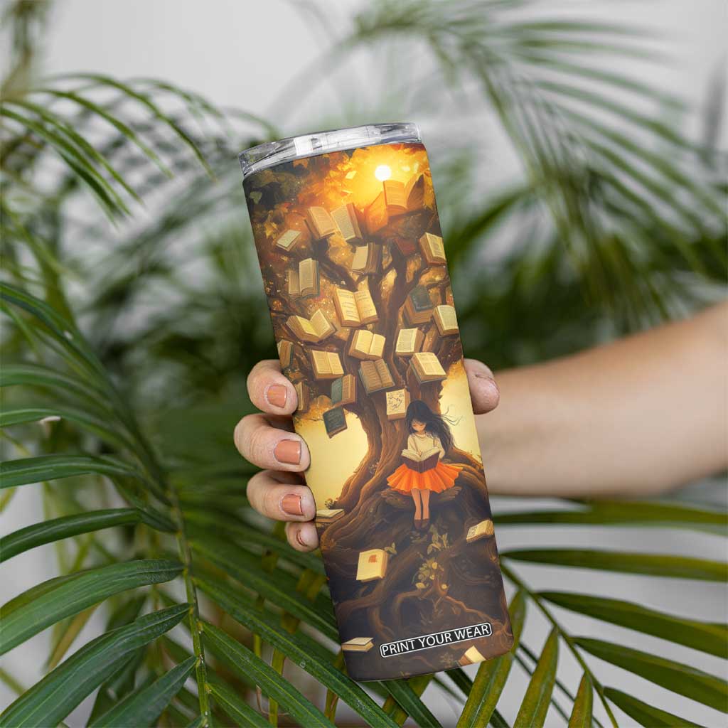 Personalized Book Skinny Tumbler Quote A Book A Day Keeps Reality Away Design TS04 Print Your Wear