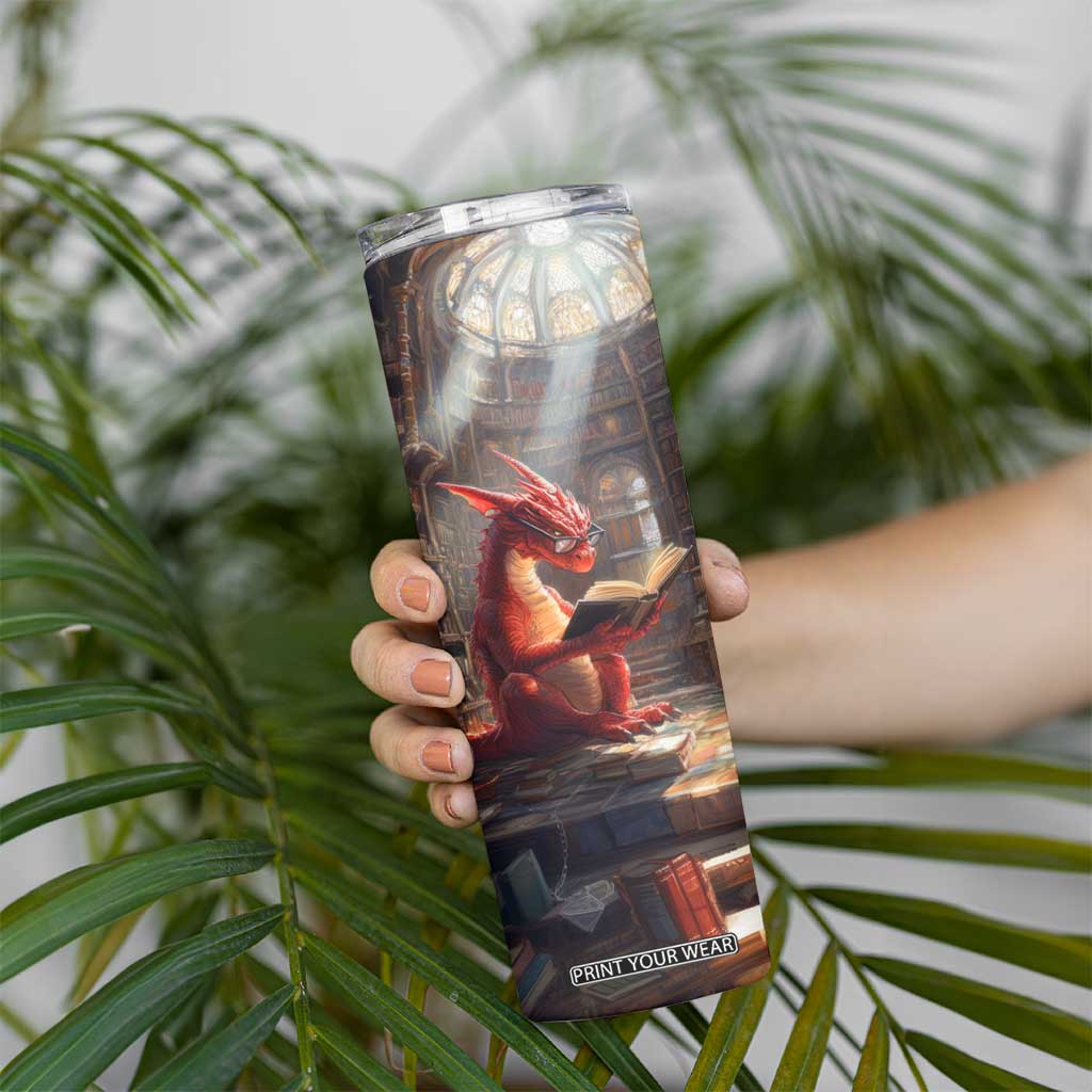Personalized Book Skinny Tumbler Quote In A World Of Bookworms Be A Book Dragon TS04 Print Your Wear