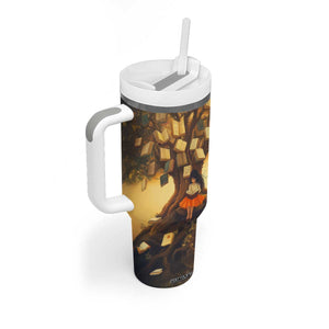 Personalized Book Tumbler With Handle Quote A Book A Day Keeps Reality Away Design TS04 Print Your Wear