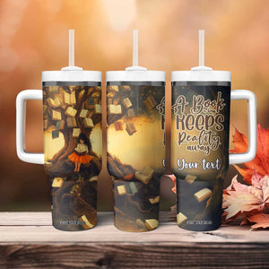 Personalized Book Tumbler With Handle Quote A Book A Day Keeps Reality Away Design TS04 Print Your Wear