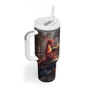 Personalized Book Tumbler With Handle Quote In A World Of Bookworms Be A Book Dragon TS04 Print Your Wear