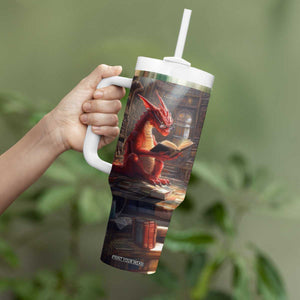 Personalized Book Tumbler With Handle Quote In A World Of Bookworms Be A Book Dragon TS04 Print Your Wear