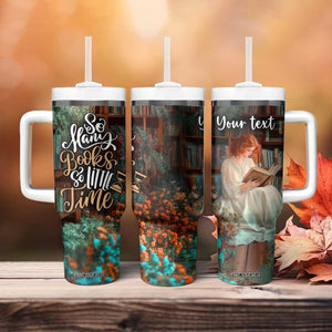 Personalized Book Tumbler With Handle Quote So Many Books So Little Time Design TS04 Print Your Wear