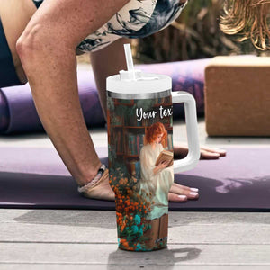 Personalized Book Tumbler With Handle Quote So Many Books So Little Time Design TS04 Print Your Wear
