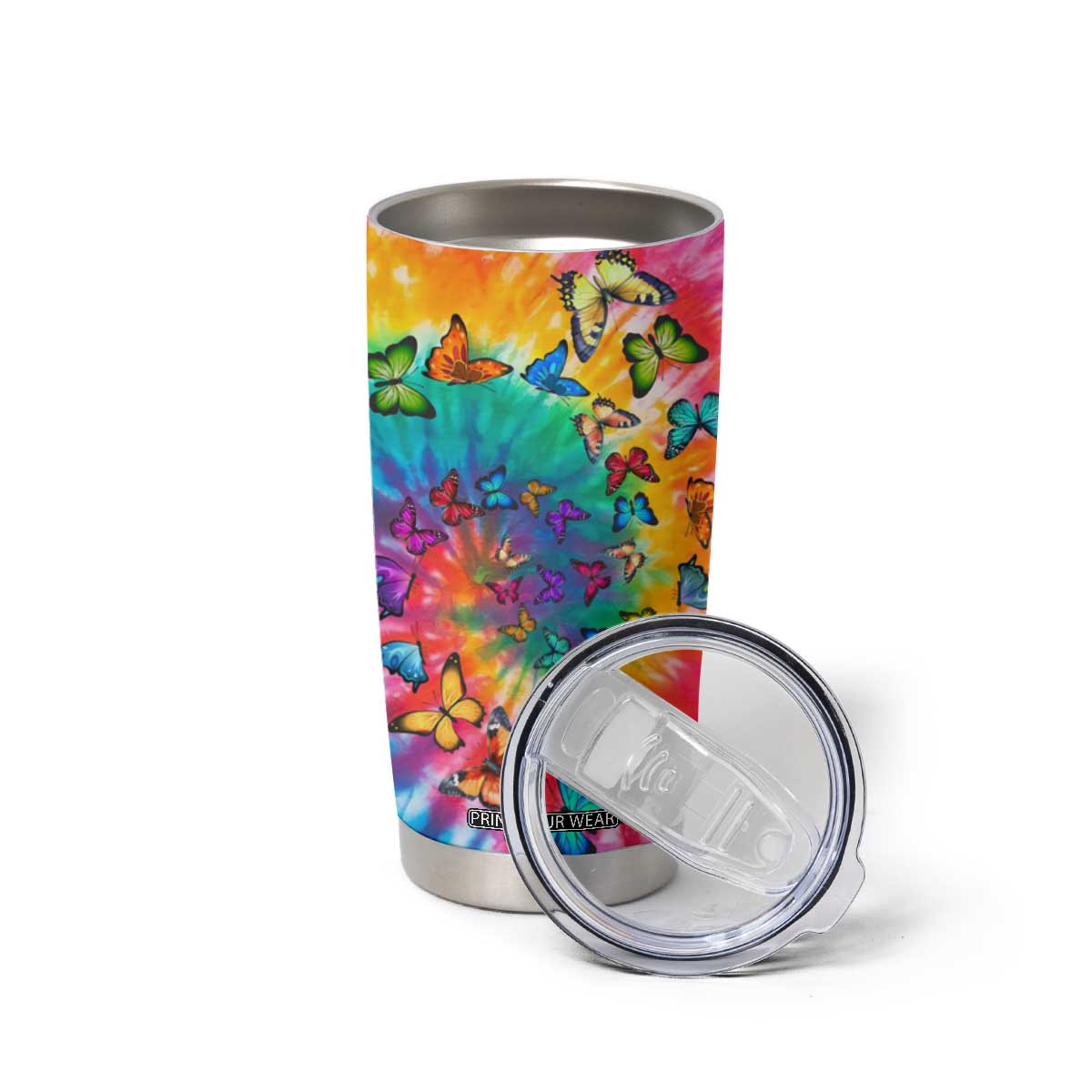 Personalized Butterfly Tumbler Cup with Hippie Tie Dye Inspired Art TS04 Print Your Wear