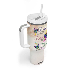 Personalized Butterfly Tumbler With Handle with Faith Theme and Uplifting Quote TS04 Print Your Wear