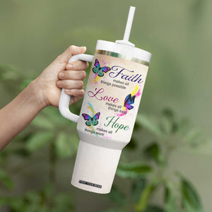 Personalized Butterfly Tumbler With Handle with Faith Theme and Uplifting Quote TS04 Print Your Wear