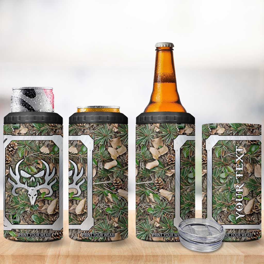 Personalized Camouflage Deer Skull 4 in 1 Can Cooler Tumbler with Hunting Style Design TS04 Print Your Wear