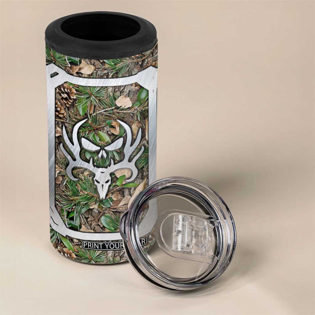 Personalized Camouflage Deer Skull 4 in 1 Can Cooler Tumbler with Hunting Style Design TS04 Print Your Wear