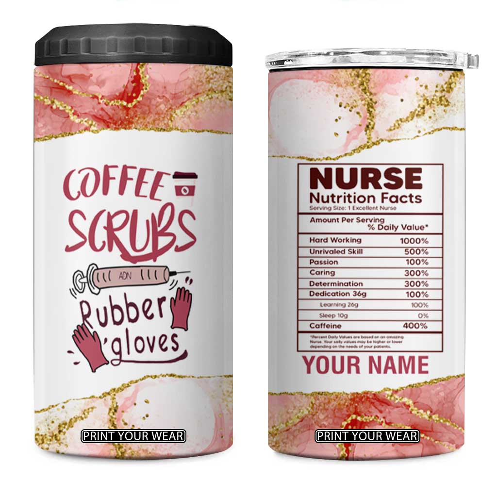 Personalized Coffee 4 in 1 Can Cooler Tumbler Scrubs Rubber Gloves Nurse Quote Design TS04 One Size: 16 oz Multicolor Print Your Wear
