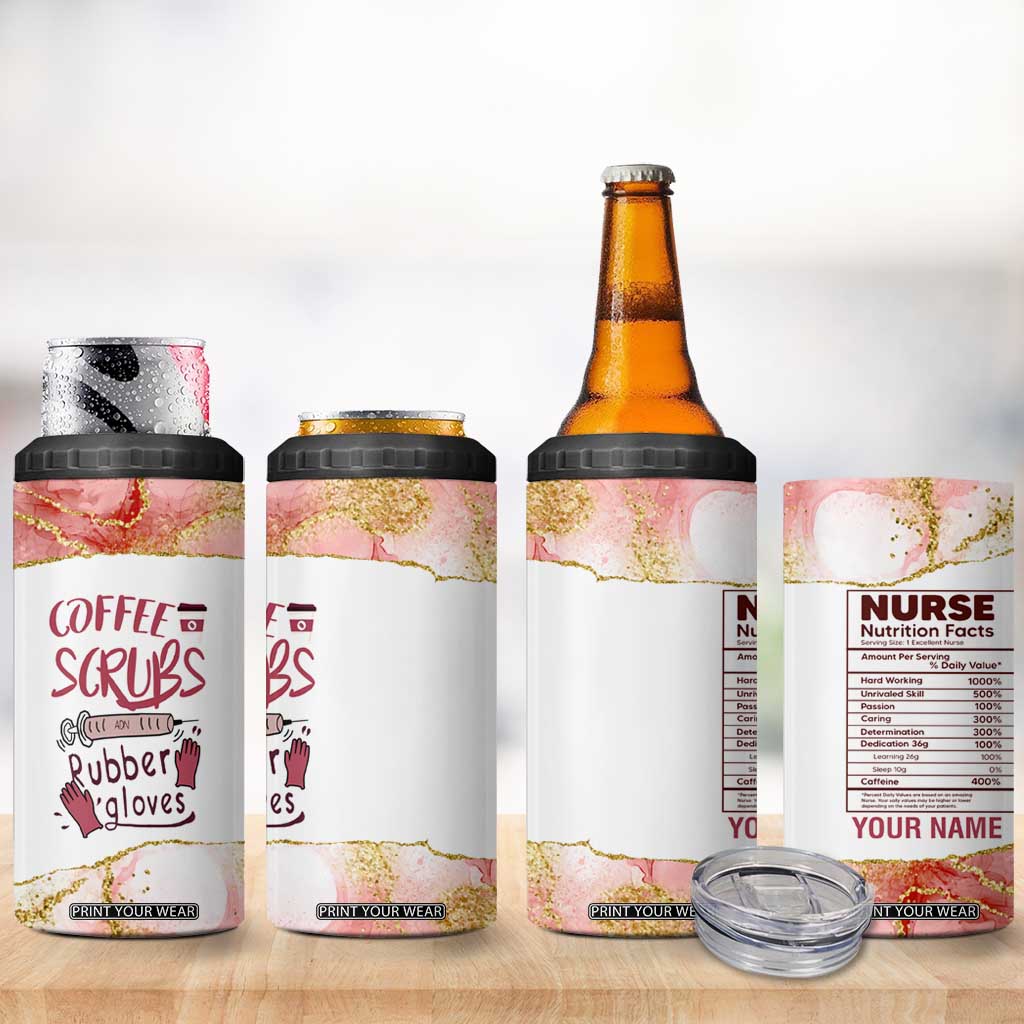 Personalized Coffee 4 in 1 Can Cooler Tumbler Scrubs Rubber Gloves Nurse Quote Design TS04 Print Your Wear