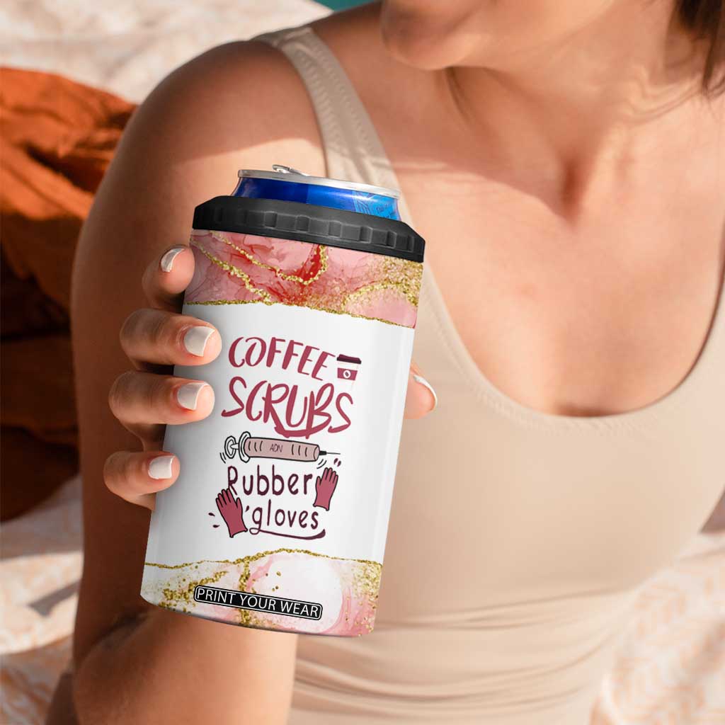 Personalized Coffee 4 in 1 Can Cooler Tumbler Scrubs Rubber Gloves Nurse Quote Design TS04 Print Your Wear
